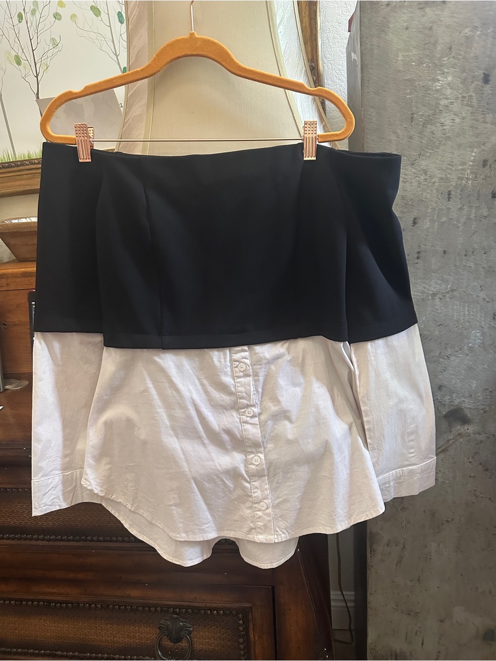Lulu's Black and White Off-Shoulder Two-Piece Look Top